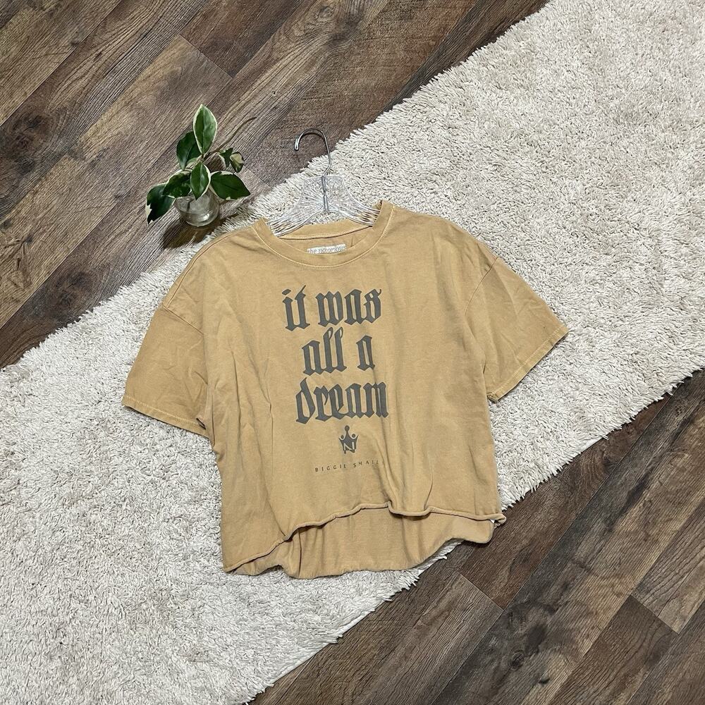 American Eagle The Notorious B.I.G. Size XS Mustard Yellow Cropped Graphic Tee
